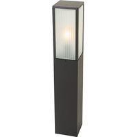 QAZQA Moderno Lámpara de pie de exterior negra con cristal acanalado 80 cm IP44 - Charlois Aluminio /Vidrio Alargada Adecuado para LED Max. 1 x 40 Watt