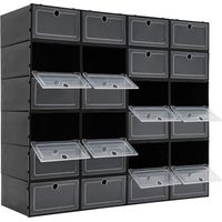 Lot de 24 boîtes de rangement empilables pour chaussures avec couvercle pour chaussures de sport, chaussures à talons hauts et pantoufles
