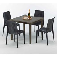 Tavolino Quadrato Marrone 90x90 cm con 4 Sedie Colorate Brown Passion