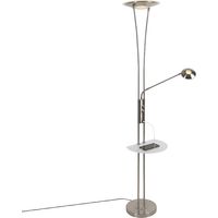 Qazqa – Lampadaire liseuse LED dimmable en acier – H 180 cm avec bras de lecture et port USB – Éclairage intérieur pour salon et chambre