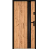 Porte d'entrée en acier pleine et inox H207 x L100 cm - verre fumé - effet chêne et noir - épaisseur 55 mm - poussant gauche - BRAGA