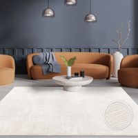 Paco Home Alfombra Salón Pelo Corto Monocolor Diseño Scandi Boho Efecto 3D Beige Crema 80x300 cm