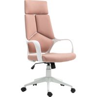 HOMCOM Sedia Poltrona da Ufficio o Gaming con Schienale Alto in Tessuto Rosa