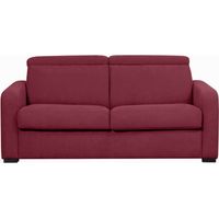 Canapé CAROLE convertible 3 places couchage quotidien 160x190cm en tissu - Bordeaux