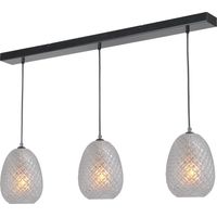 Lampe suspendue noire Pineapple 3 lumières avec verre clair - 2291-05-00-100-3