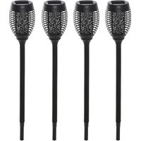 Outsunny Set 4 Luci da Giardino LED a Energia Solare Ø12x72 cm Nero