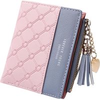 Portefeuille en cuir, petit porte-monnaie en PU pour femme, portefeuille multicartes pour femme avec porte-monnaie pour espèces, pièces, cartes, billets (rose)