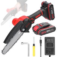 Tragbare elektrische Astsägen, 21 V, 15,2 cm, kleine Holzspalt-Kettensäge, Bürstenmotor, einhändiges Holzbearbeitungswerkzeug, 2 Akkus