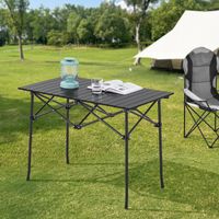 Mesa plegable camping Castilenti aluminio 94x55x68 cm - Negro