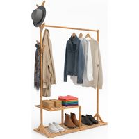 Appendiabiti in bambù con tettoia porta scarpe 169x107x40cm 7house
