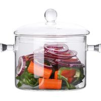1900ML Glastopf mit Deckel zum Kochen, Hochtemperaturbeständige Transparente Kochpfanne, Doppelgriff Glassuppentopf für Nudeln & Gemüse