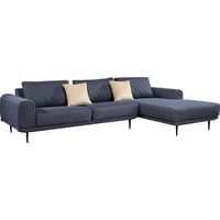 Divano Chaise Longue a la Destra Pärumm Abruzzo 300x95/175x85 cm Blu Melange con Cuscini