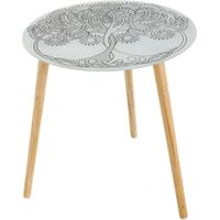 Table d'appoint en verre blanche arbres de Vie