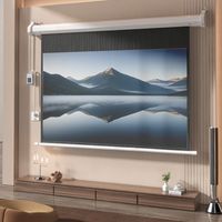 Motorisierte Projektionsleinwand, elektrische Beamer-Leinwand, Format 16:9, 100 Zoll (253 x 168 cm), automatische Wand- oder Deckenmontage, ideal für Heimkino und Geschäftspräsentationen.