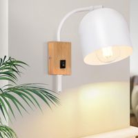 GBLY Lámpara de pared de madera con interruptor Apliques - Lámpara de pared vintage Interior Blanco Metal E27 330°Rotatoria Lámpara de pared para habitación infantil Salón Sin bombilla