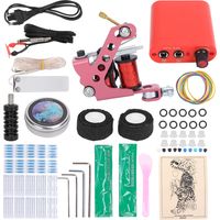 Kit de tatouage professionnel rouge avec alimentation 90-265V, prise UE, ensemble permanent pour débutants