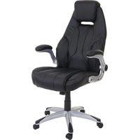 Chaise fauteuil de bureau HHG-705, chaise pivotante, similicuir, noir