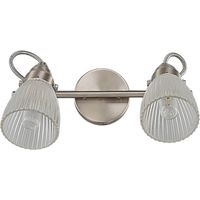 Lindby – Applique murale à intensité variable en verre strié IP44 – 2 lampes G9 – 31 cm – Support nickelé finition mate – Pour salle de bain