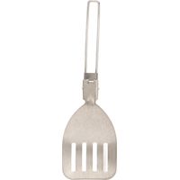 Spatule pliante en acier inoxydable avec système de verrouillage, légère et portable, idéale pour la cuisine en plein air, en camping ou en extérieur.