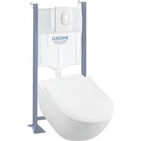 Pack inodoro suspendido sin borde VILLEROY ET BOCH Subway 2.0 + asiento + placa blanca + estructura Grohe