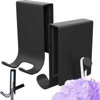 Gancio per asciugamani da doccia, confezione da 2 ganci per asciugamani combinati, ganci per asciugamani senza foratura, porta rasoio (nero, con schiuma antiscivolo)
