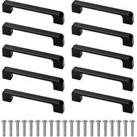 10 Pieces Cabinet Handles Black With Screw For Kitchen Cupboard Wardrobe Hole Centre 96mm