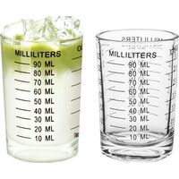 Measuring Cup - 90 ml Thickened Glass - Dual Ounce and Milliliter Scales - Microwave Safe - For Liquids and Dry Ingredients - Set of 2
