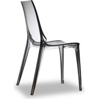 Chaise empilable VANITY en plastique gris transparent – Hauteur d'assise 47 cm – Pour intérieur et extérieur – Design moderne – Scab Design
