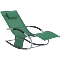 SoBuy Chaise Longue Transat Pliable Jardin Aluminium – Bain de Soleil Ergonomique à Bascule Relax – Fauteuil Extérieur Confortable Plage pour Terrasse Balcon Camping, Vert Foncé, OGS28-WD