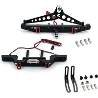 Front Bumper Rear Bumper Sets RC Crawler Bumper with LED Lights Aluminum Alloy Bumper Compatible wit