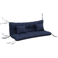 Ensemble de 4 coussins d'assise. 150 x 50 cm, coussins de chaise déperlants avec attaches. 10 cm d'épaisseur, bleu marine.