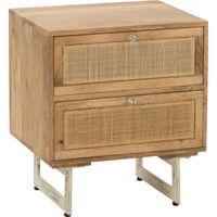 Table de chevet en bois de manguier naturel et cannage raffiné - Bois naturel et cannage clair