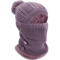 Ensemble bonnet et tour de cou chaud d hiver avec pompon doublure polaire ajustable pour femme sport extérieur
