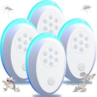 Ultrasonic Mosquito Repellent Plug, Ultrasonic Mouse Fly 4 Packs, Effective Mouse Repellent Device for Repelling Rats, Spiders, Mosquitoes, Mice, Cockroaches Bla