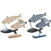Figurine décorative - Naturel bleu doré - 53 x 9 x 45 cm - Spirales méditerranéennes - 2 unités