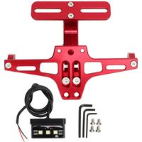 Support de plaque d'immatriculation pour moto, support de plaque d'immatriculation réglable, avec feu arrière, en alliage d'aluminium rouge.