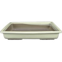 Vaso per bonsai Giapponese Morrisan rettangolare in gres smaltato bianco 37x25,5x6 cm - B19-34a
