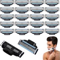 Recharges de lames de rasoir 3, 20 Pièces Lames de Rasoir 3, Hommes Lame De Rasoir 3, 3 Recharges de Lames de Rasoir, Compatibles avec Rasoir 3, pour Tous Types de Barbes
