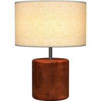 Lámpara de Mesa Rústica Lámpara de Mesita de Noche avec Base de Madera Pantalla de Lino Interruptor Basculante Marrón