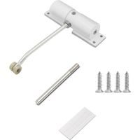 Automatic Door Closer Adjustable Outdoor Door Closer Spring Door Closer Automatic Door Closer for Interior Door Brake Garden Door Round Lock White