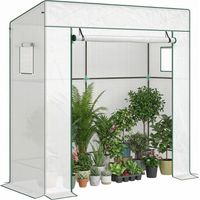 Invernadero de Exterior con Ventanas de Malla y Puerta con Cremallera para Cultivar Plantas Flores 196x77x197 cm Blanco