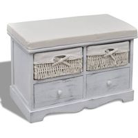 Banco de almacenamiento blanco 62 x 33 x 42 cm madera de paulownia 020021242