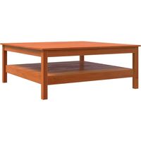 Table basse avec étagère design rustique 100 x 100 x 40 cm bois massif de pin couleur cire marron DEC039081