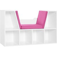 Bibliothèque Librería d'Asiento 6 Cubes avec coussin pour salon/chambre 102x30x61cm Blanc et rose