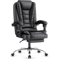Chaise de bureau Xhomrattan avec repose-pieds, accoudoirs, large assise rembourrée, Chaise ergonomique, hauteur réglable sur 10 cm, Noir