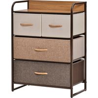 Mobile Cassettiera da Camera da Letto e Soggiorno, Cassettiera con 4 Cassetti Pieghevoli in Tessuto e Ripiano in MDF, 58x29x78.5cm, Multicolore