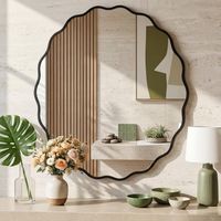 Wall Mirror 80cm Round Bathroom Mirror with Explosion-Proof Tempered Decorative Mirror Aluminum Frame