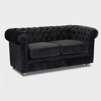 Canapé 2 places en tissu velouté capitonné Design Chesterfield - Noir