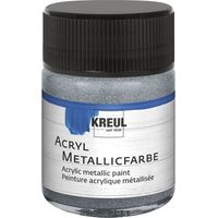 KREUL 77572 - Acryl Vernice acrilica argento vaso di vetro 50 ml Vernice a base d'acqua, opaca e cremosa con un effetto metallico glamour Si asciuga rapidamente ed è impermeabile