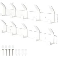 Wall Mounted Coat Rack, 2 Packs Bathroom Hooks with 5 Hooks for Hanging Backpack, Jacket, Hat, Coat Rack for Doors – White